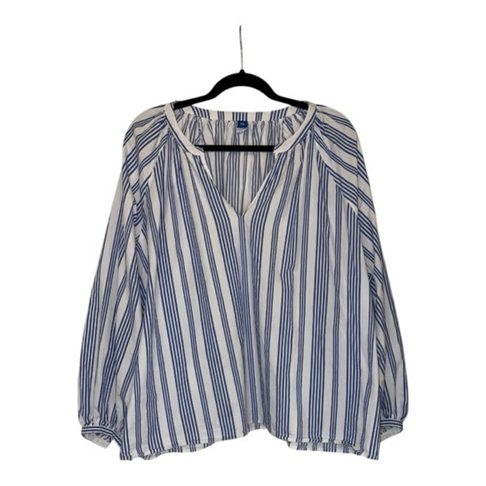 Old Navy Blue and White Striped Blouse